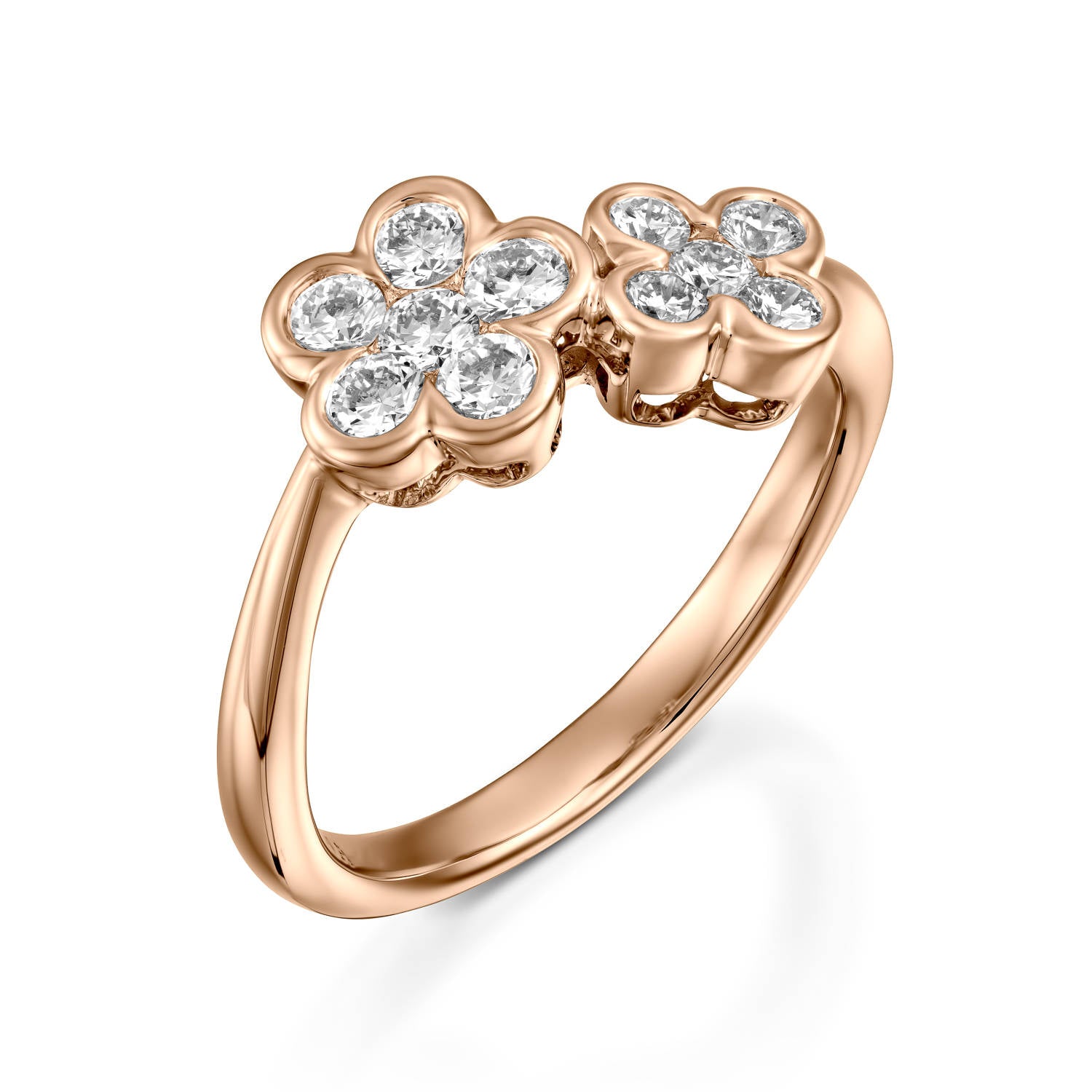 Buy quality Spiral Rose Gold Ring With Floral Diamond Cluster Setting in  Pune